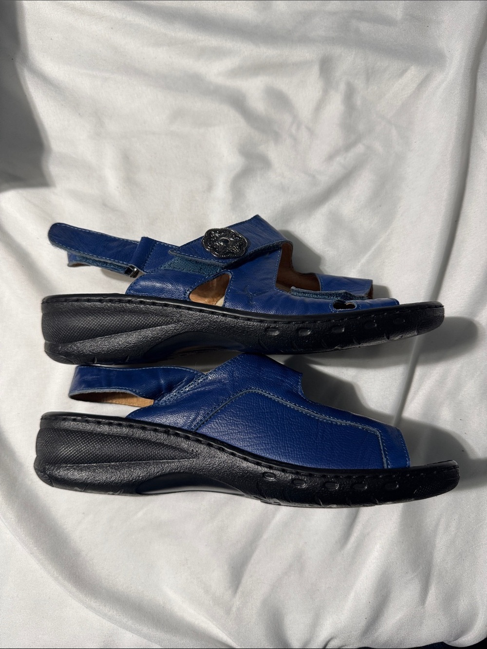 Portofino Leather Comfort Sandals EU 38 US 7–7.5 Blue Walking Travel Non Slip - Picture 5 of 11